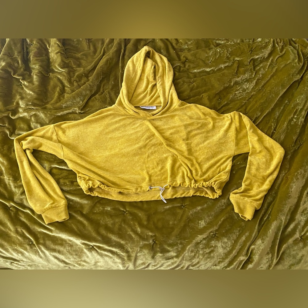 Terry cloth cropped hoodie retro 70s